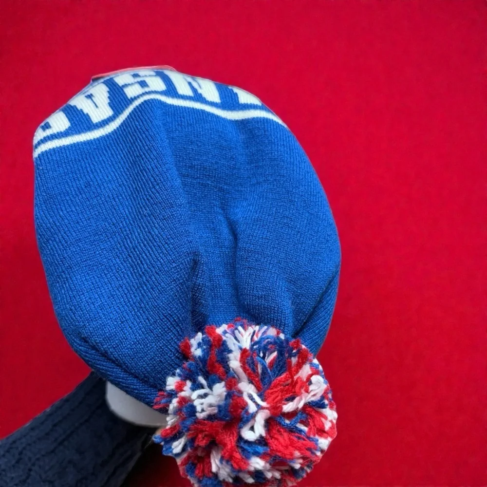Adidas trefoil  Adidas Kansas Jayhawks Beanie Hat Pom Knit Blue NCAA KU Slouch